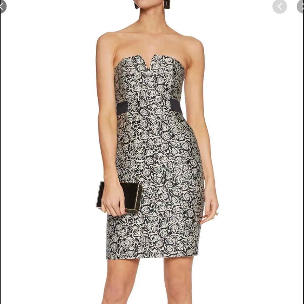 NWT Strapless embroidered jacquard mini dress